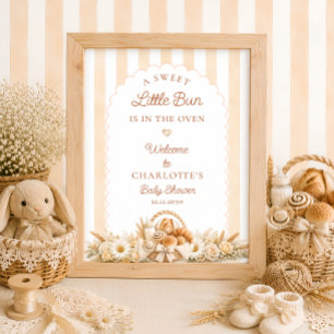 Poster Bienvenue à la Baby Shower de la Boulangerie A Bun