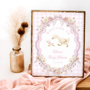 Poster Bienvenue à la Baby Shower de la Fille aux Fleurs