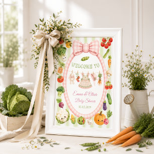 Poster Bienvenue à la Baby Shower de la fille élevée loca