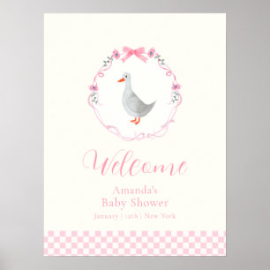 Poster Bienvenue à la Baby Shower de la petite fille au G