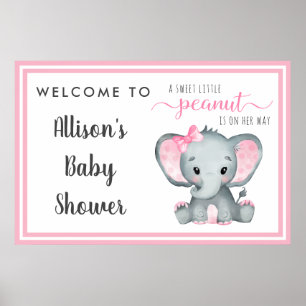 Poster Bienvenue à la Baby Shower de la Petite Fille Elép