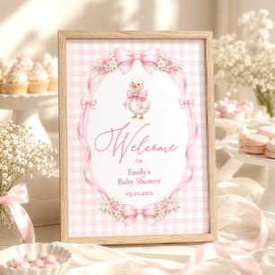 Poster Bienvenue à la Baby Shower de la petite oie sotte