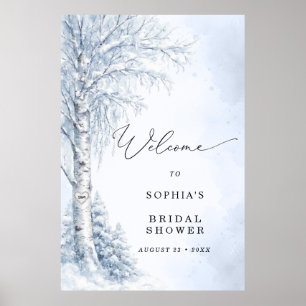 Poster Bienvenue à la Baby Shower de l'Arbre de bouleau g