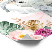 Poster Bienvenue à la Baby Shower de l'éléphant floral tr (Coin)