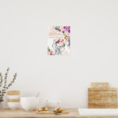 Poster Bienvenue à la Baby Shower de l'éléphant floral tr (Cuisine)