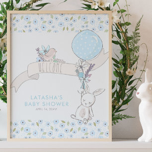 Poster Bienvenue à la Baby Shower de Little Bunny et Ball