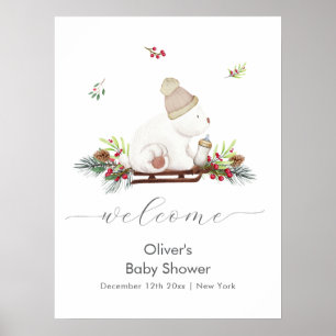 Poster Bienvenue à la Baby Shower de l'Ours Polaire d'Hiv