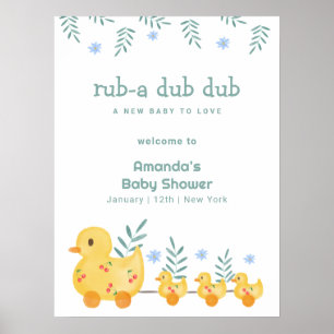 Poster Bienvenue à la Baby Shower de Maman Canard en Caou