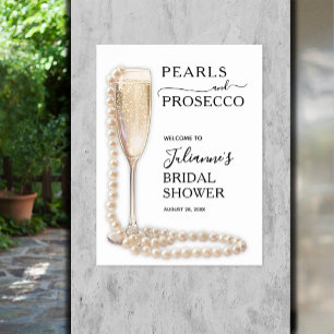Poster Bienvenue à la Baby Shower de Perles et Prosecco