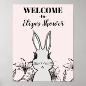 Poster Bienvenue à la Baby Shower de printemps Lapin de l (Devant)