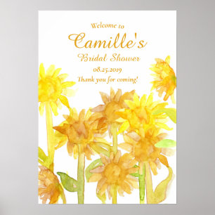 Poster Bienvenue à la Baby Shower de Tournesols