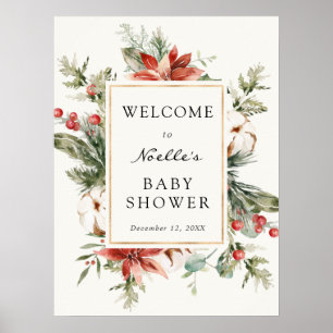 Poster Bienvenue à la Baby Shower d'hiver Evergreen Poins