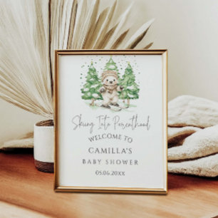 Poster Bienvenue à la Baby Shower d'hiver pour l'arrivée