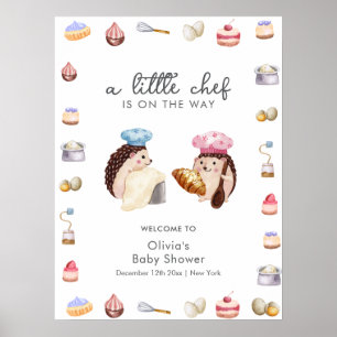 Poster Bienvenue à la Baby Shower du Chef Pâtissier Héris