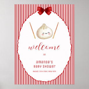 Poster Bienvenue à la Baby Shower Dumpling Asiatique Ruba
