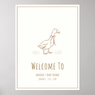 Poster Bienvenue à la Baby Shower Élégante Boho Silly Goo