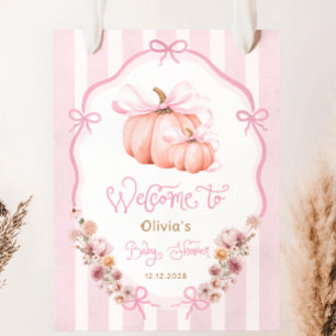 Poster Bienvenue à la Baby Shower Élégante Fille Automne