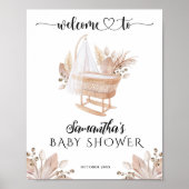 Poster Bienvenue à la Baby Shower Fille Herbe de Pampas N (Devant)