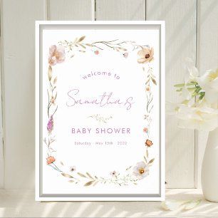 Poster Bienvenue à la Baby Shower Fleur Boho