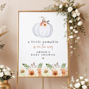 Poster Bienvenue à la Baby Shower Fleurie d'Automne Petit