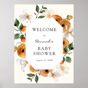 Poster Bienvenue à la Baby Shower Fleurs d'Oranger Clémen
