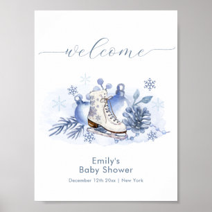 Poster Bienvenue à la Baby Shower Flocon de Neige de l'Hi