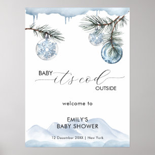 Poster Bienvenue à la Baby Shower Flocon de Neige de Mont