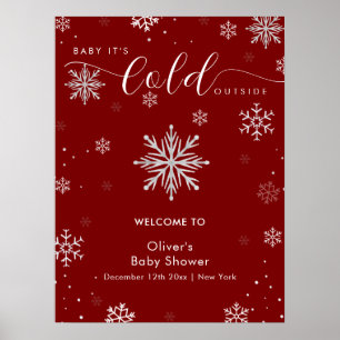 Poster Bienvenue à la Baby Shower Flocon de Neige Magique