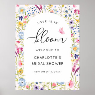 Poster Bienvenue à la Baby Shower Floral Rose
