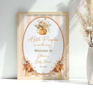 Poster Bienvenue à la Baby Shower Florale d'Automne Littl