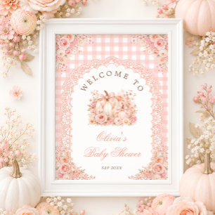 Poster Bienvenue à la Baby Shower Florale de Citrouille d