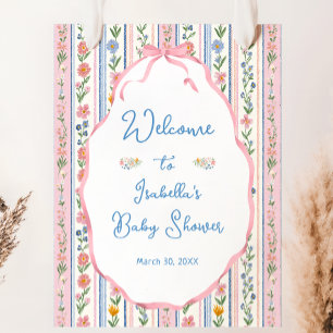 Poster Bienvenue à la Baby Shower Florale Grandmillennial