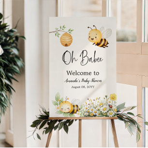 Poster Bienvenue à la Baby Shower Florale Oh Bébé Honey B