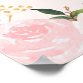 Poster Bienvenue à la Baby Shower Florale Rose (Coin)