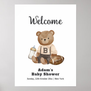 Poster Bienvenue à la Baby Shower Foot Sport On Attend Av
