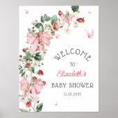 Poster Bienvenue à la Baby Shower Fraise (Devant)