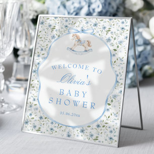 Poster Bienvenue à la Baby Shower Garçon Cheval à Bascule