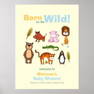 Poster Bienvenue à la Baby Shower Garçon Sauvage Couleurs
