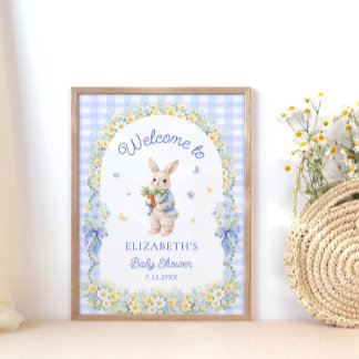 Poster Bienvenue à la baby shower Lapin