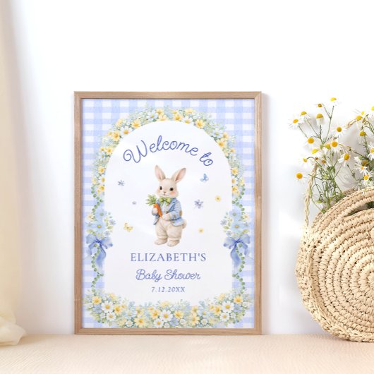 Poster Bienvenue à la baby shower Lapin