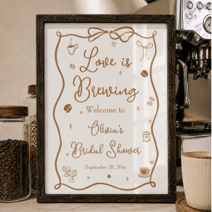 Poster Bienvenue à la Baby Shower Love is Brewing