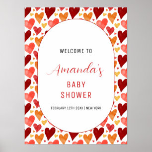 Poster Bienvenue à la Baby Shower Moderne pour Petit Chér