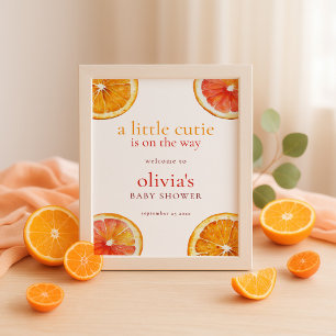Poster Bienvenue à la Baby Shower Orange Little Cutie imp