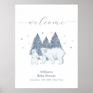Poster Bienvenue à la Baby Shower Ours Polaire de la Forê