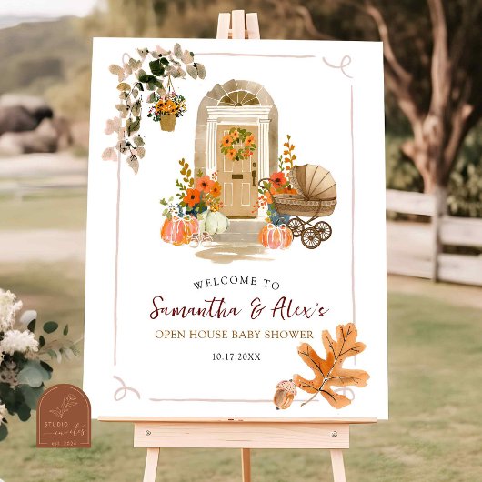 Poster Bienvenue à la Baby Shower ouverte de style automn