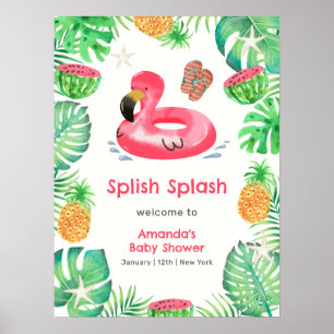 Poster Bienvenue à la Baby Shower Piscine Plage Splash  