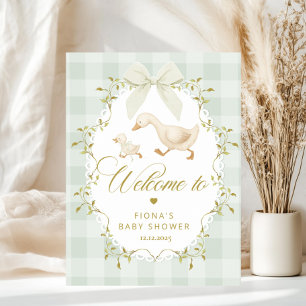 Poster Bienvenue à la baby shower pour bébé Goose au sage