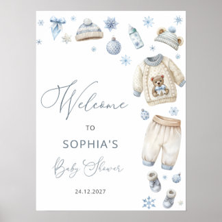 Poster Bienvenue à la Baby-Shower pour un Garçon en Hiver