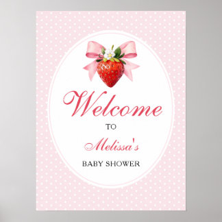 Poster Bienvenue à la Baby Shower Rose Coquette Fleur d'É