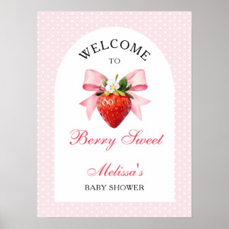 Poster Bienvenue à la Baby Shower Rose Coquette Fleur d'É